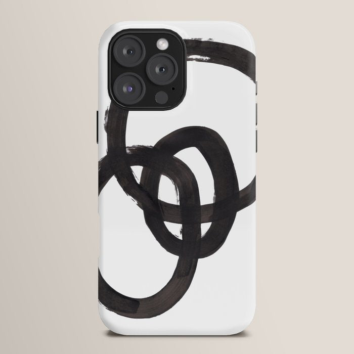 And I Op' Minimalist Ink Line Drawing Abstract Black Brush Strokes Modern Funky Maze by Ejaaz Haniff  iPhone Case