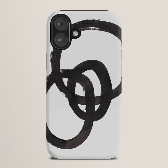 And I Op' Minimalist Ink Line Drawing Abstract Black Brush Strokes Modern Funky Maze by Ejaaz Haniff  iPhone Case