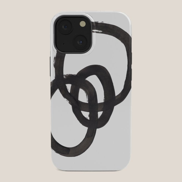 And I Op' Minimalist Ink Line Drawing Abstract Black Brush Strokes Modern Funky Maze by Ejaaz Haniff  iPhone Case
