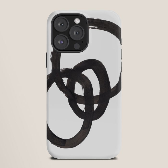 And I Op' Minimalist Ink Line Drawing Abstract Black Brush Strokes Modern Funky Maze by Ejaaz Haniff  iPhone Case