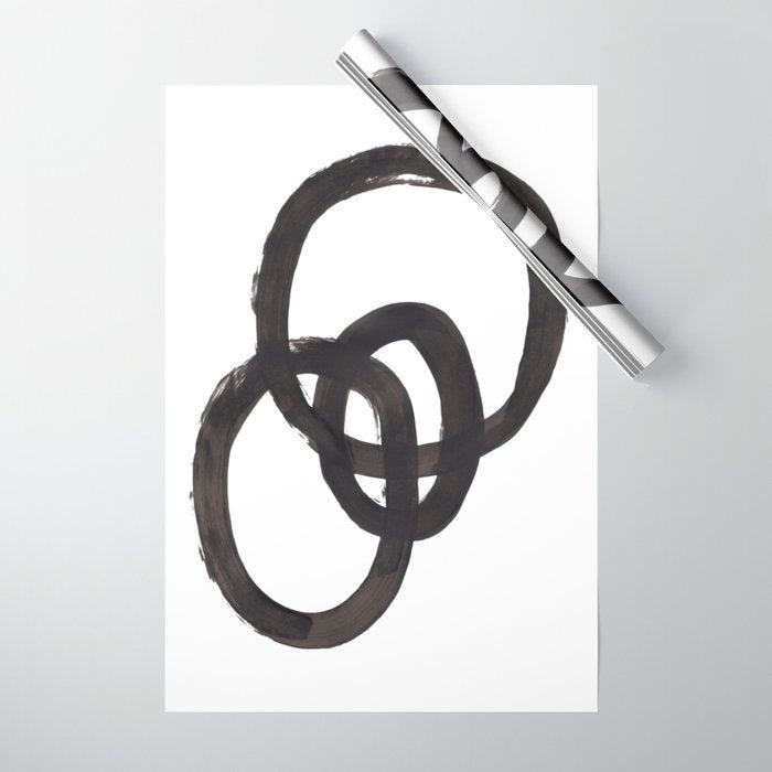 And I Op' Minimalist Ink Line Drawing Abstract Black Brush Strokes Modern Funky Maze by Ejaaz Haniff  Wrapping Paper