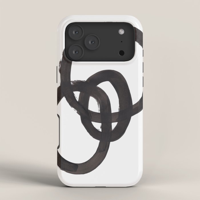 And I Op' Minimalist Ink Line Drawing Abstract Black Brush Strokes Modern Funky Maze by Ejaaz Haniff  iPhone Case