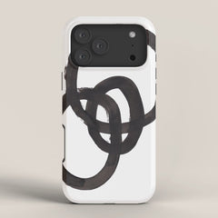 And I Op' Minimalist Ink Line Drawing Abstract Black Brush Strokes Modern Funky Maze by Ejaaz Haniff  iPhone Case