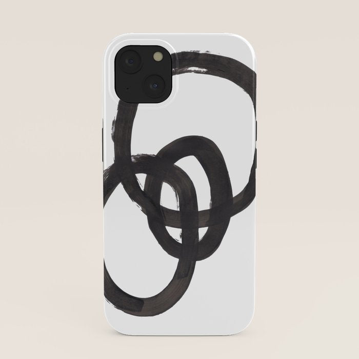 And I Op' Minimalist Ink Line Drawing Abstract Black Brush Strokes Modern Funky Maze by Ejaaz Haniff  iPhone Case