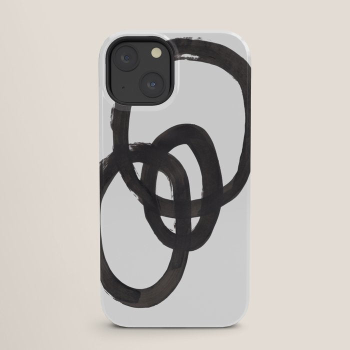 And I Op' Minimalist Ink Line Drawing Abstract Black Brush Strokes Modern Funky Maze by Ejaaz Haniff  iPhone Case