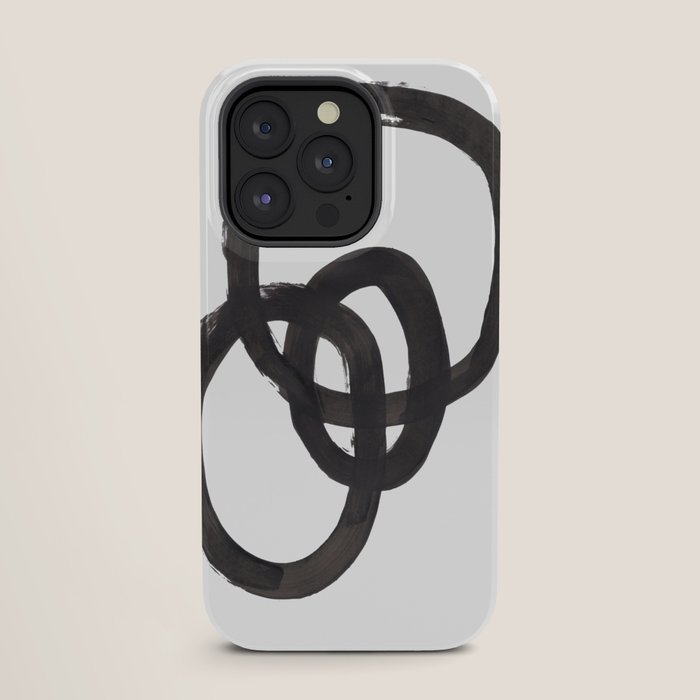 And I Op' Minimalist Ink Line Drawing Abstract Black Brush Strokes Modern Funky Maze by Ejaaz Haniff  iPhone Case
