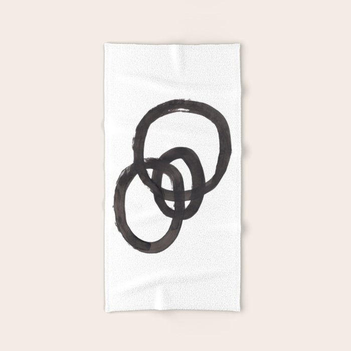 And I Op' Minimalist Ink Line Drawing Abstract Black Brush Strokes Modern Funky Maze by Ejaaz Haniff  Bath Towel