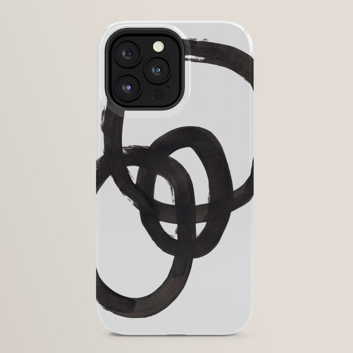 And I Op' Minimalist Ink Line Drawing Abstract Black Brush Strokes Modern Funky Maze by Ejaaz Haniff  iPhone Case