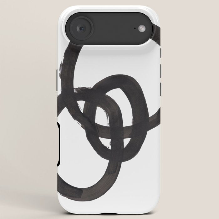 And I Op' Minimalist Ink Line Drawing Abstract Black Brush Strokes Modern Funky Maze by Ejaaz Haniff  iPhone Case