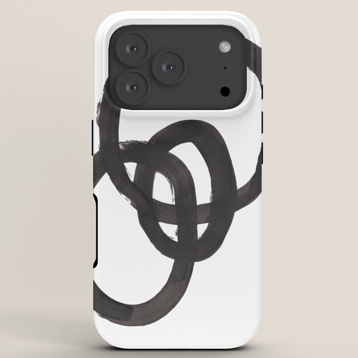 And I Op' Minimalist Ink Line Drawing Abstract Black Brush Strokes Modern Funky Maze by Ejaaz Haniff  iPhone Case
