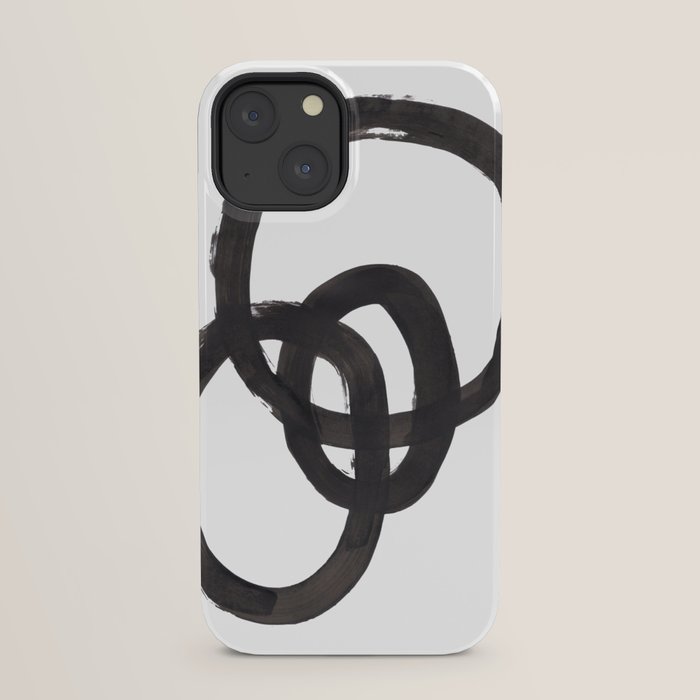 And I Op' Minimalist Ink Line Drawing Abstract Black Brush Strokes Modern Funky Maze by Ejaaz Haniff  iPhone Case