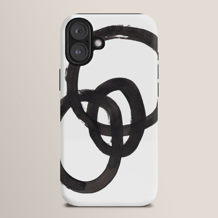 And I Op' Minimalist Ink Line Drawing Abstract Black Brush Strokes Modern Funky Maze by Ejaaz Haniff  iPhone Case