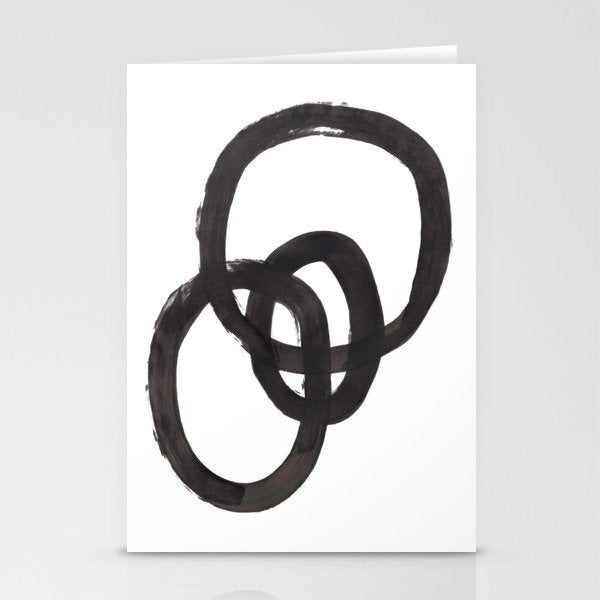 And I Op' Minimalist Ink Line Drawing Abstract Black Brush Strokes Modern Funky Maze by Ejaaz Haniff  Stationery Card