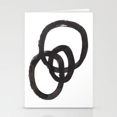 And I Op' Minimalist Ink Line Drawing Abstract Black Brush Strokes Modern Funky Maze by Ejaaz Haniff  Stationery Card