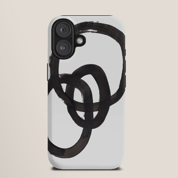 And I Op' Minimalist Ink Line Drawing Abstract Black Brush Strokes Modern Funky Maze by Ejaaz Haniff  iPhone Case