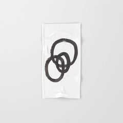 And I Op' Minimalist Ink Line Drawing Abstract Black Brush Strokes Modern Funky Maze by Ejaaz Haniff  Bath Towel
