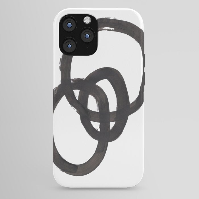 And I Op' Minimalist Ink Line Drawing Abstract Black Brush Strokes Modern Funky Maze by Ejaaz Haniff  iPhone Case