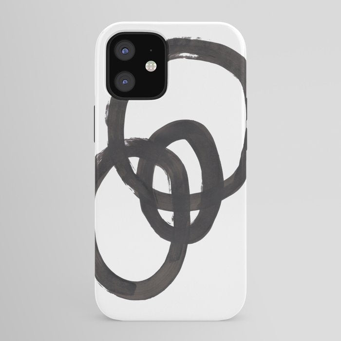 And I Op' Minimalist Ink Line Drawing Abstract Black Brush Strokes Modern Funky Maze by Ejaaz Haniff  iPhone Case