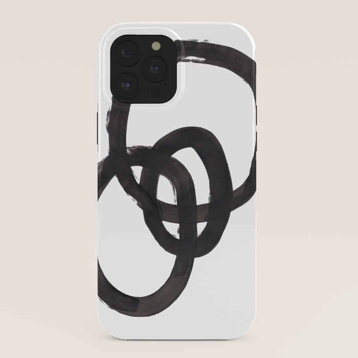 And I Op' Minimalist Ink Line Drawing Abstract Black Brush Strokes Modern Funky Maze by Ejaaz Haniff  iPhone Case
