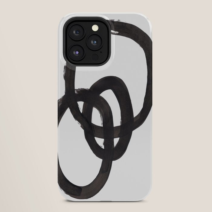 And I Op' Minimalist Ink Line Drawing Abstract Black Brush Strokes Modern Funky Maze by Ejaaz Haniff  iPhone Case