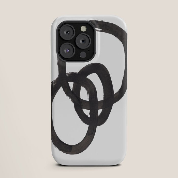 And I Op' Minimalist Ink Line Drawing Abstract Black Brush Strokes Modern Funky Maze by Ejaaz Haniff  iPhone Case