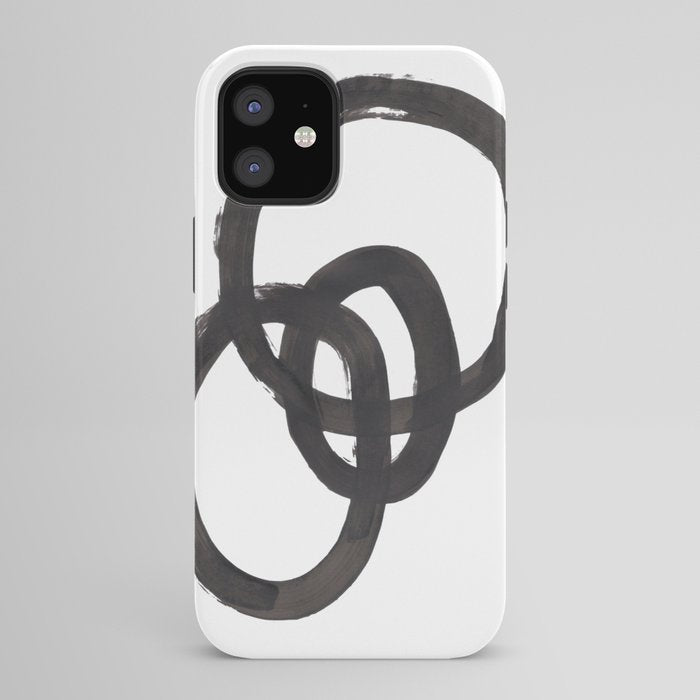 And I Op' Minimalist Ink Line Drawing Abstract Black Brush Strokes Modern Funky Maze by Ejaaz Haniff  iPhone Case