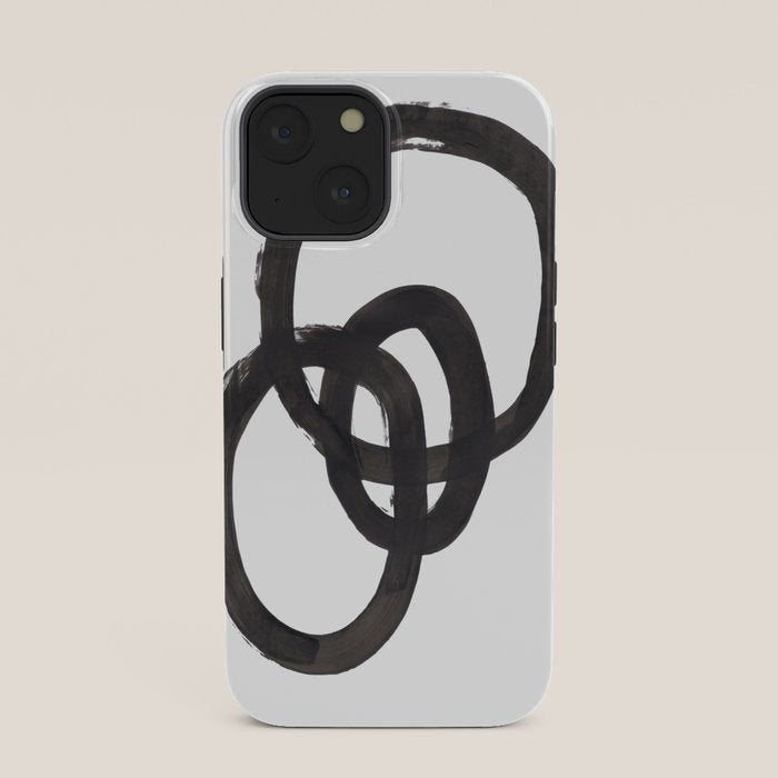 And I Op' Minimalist Ink Line Drawing Abstract Black Brush Strokes Modern Funky Maze by Ejaaz Haniff  iPhone Case