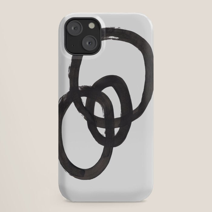 And I Op' Minimalist Ink Line Drawing Abstract Black Brush Strokes Modern Funky Maze by Ejaaz Haniff  iPhone Case