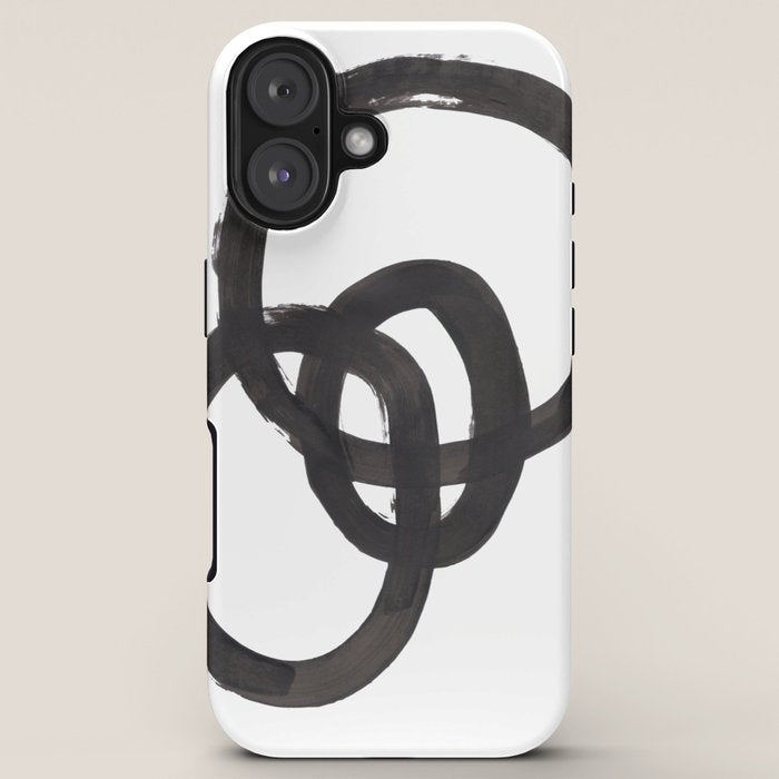 And I Op' Minimalist Ink Line Drawing Abstract Black Brush Strokes Modern Funky Maze by Ejaaz Haniff  iPhone Case