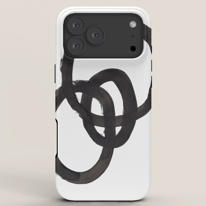 And I Op' Minimalist Ink Line Drawing Abstract Black Brush Strokes Modern Funky Maze by Ejaaz Haniff  iPhone Case