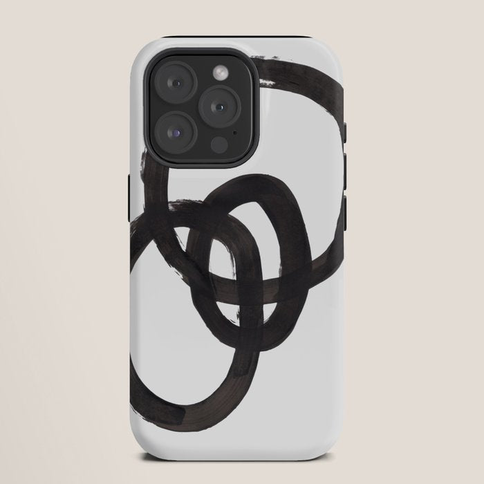 And I Op' Minimalist Ink Line Drawing Abstract Black Brush Strokes Modern Funky Maze by Ejaaz Haniff  iPhone Case