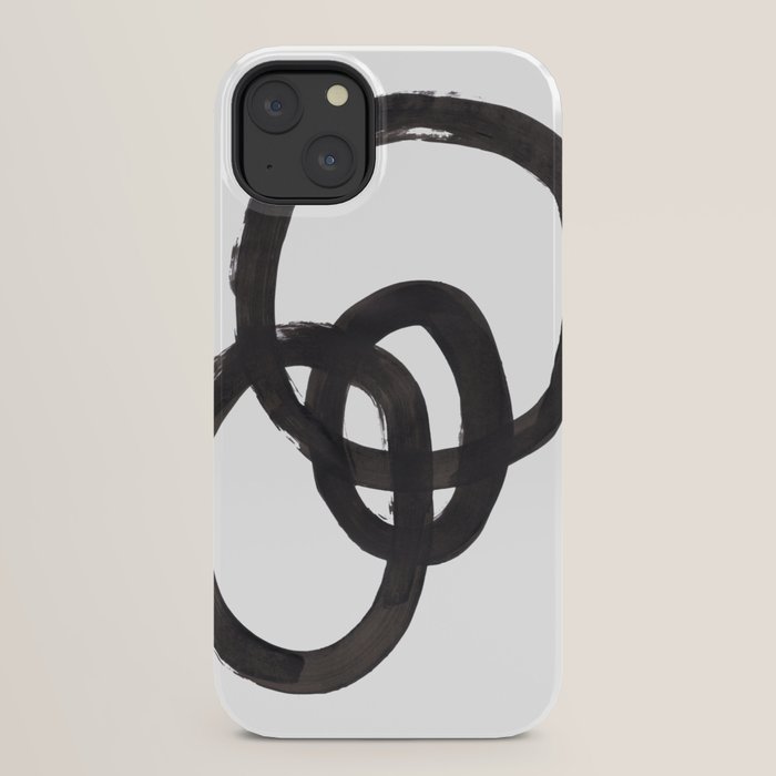 And I Op' Minimalist Ink Line Drawing Abstract Black Brush Strokes Modern Funky Maze by Ejaaz Haniff  iPhone Case