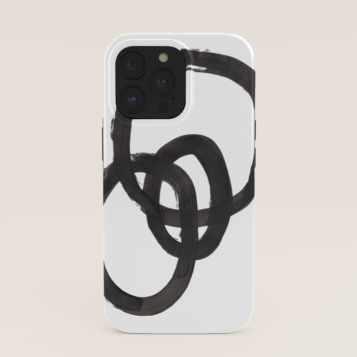 And I Op' Minimalist Ink Line Drawing Abstract Black Brush Strokes Modern Funky Maze by Ejaaz Haniff  iPhone Case