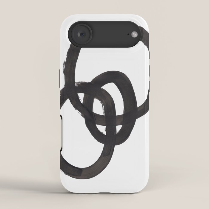 And I Op' Minimalist Ink Line Drawing Abstract Black Brush Strokes Modern Funky Maze by Ejaaz Haniff  iPhone Case