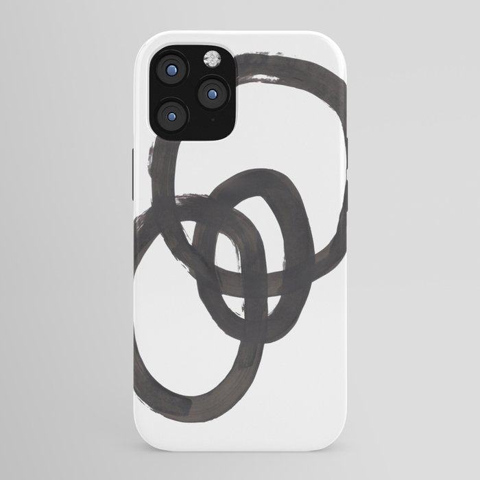 And I Op' Minimalist Ink Line Drawing Abstract Black Brush Strokes Modern Funky Maze by Ejaaz Haniff  iPhone Case