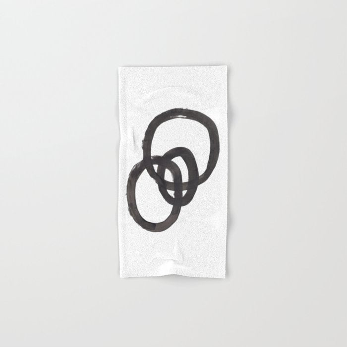 And I Op' Minimalist Ink Line Drawing Abstract Black Brush Strokes Modern Funky Maze by Ejaaz Haniff  Bath Towel