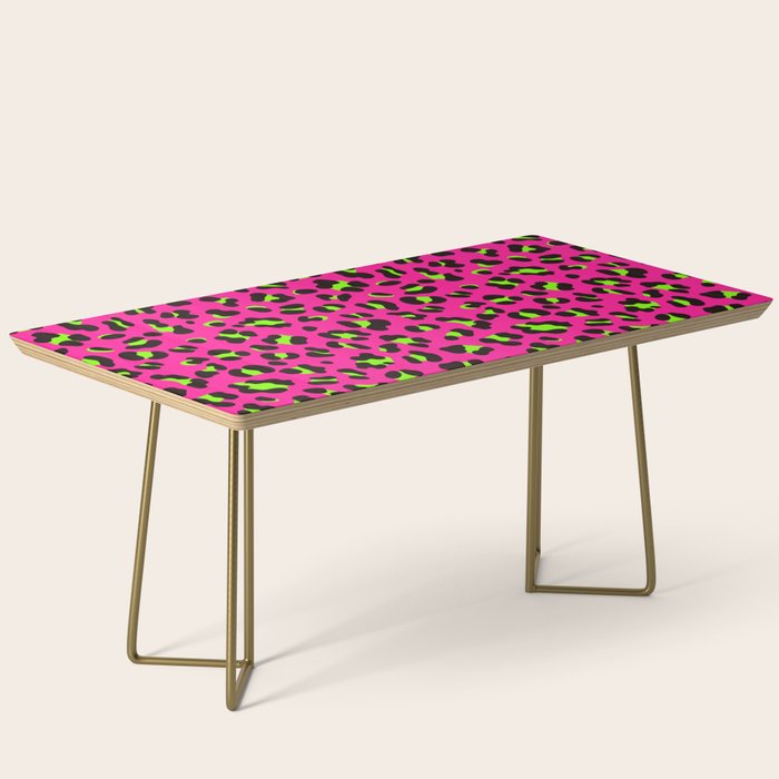 80s Neon Pink and Lime Green Leopard Coffee Table