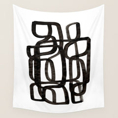 Writing On The Wall' Mid Century Modern Fun Abstract Shapes  Wall Tapestry