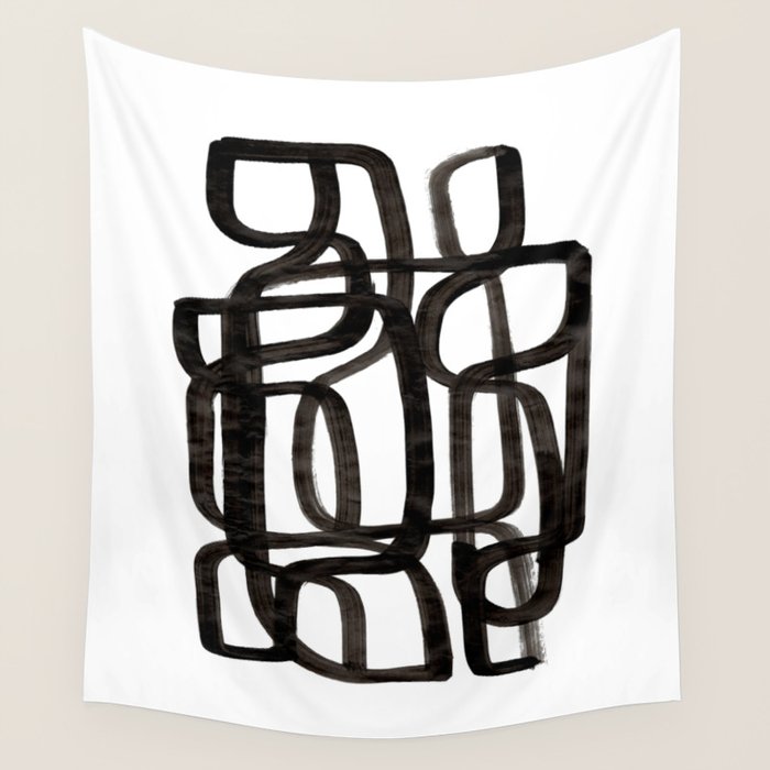 Writing On The Wall' Mid Century Modern Fun Abstract Shapes  Wall Tapestry