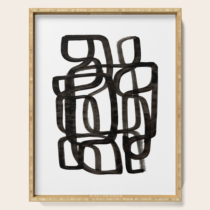 Writing On The Wall' Mid Century Modern Fun Abstract Shapes  Serving Tray