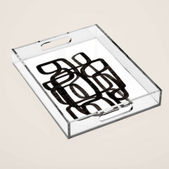 Writing On The Wall' Mid Century Modern Fun Abstract Shapes  Acrylic Tray
