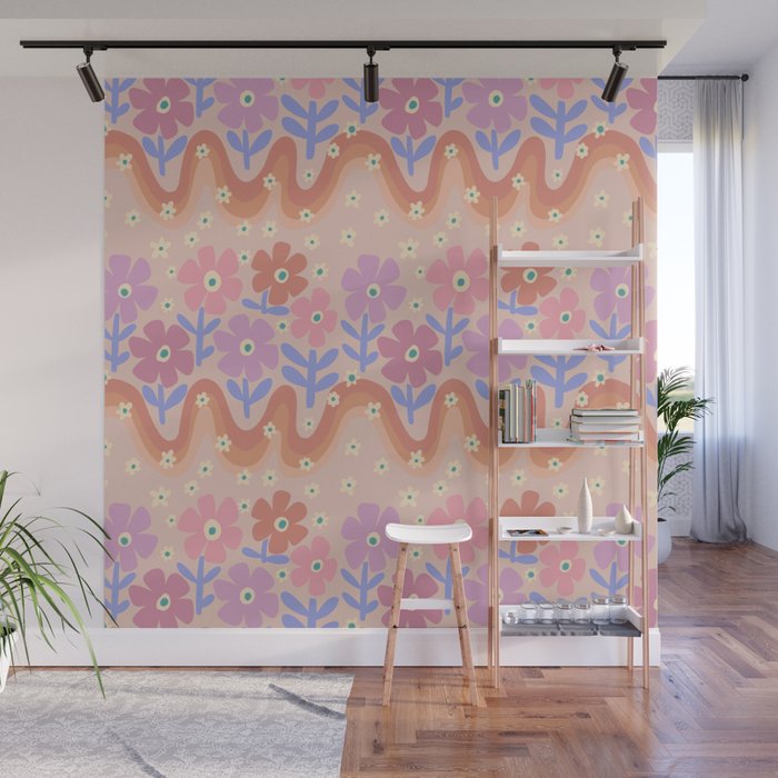 70s Retro Floral vibe Wall Mural