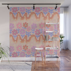 70s Retro Floral vibe Wall Mural