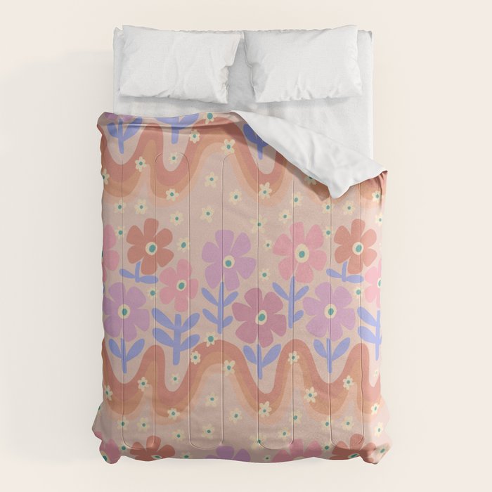 70s Retro Floral vibe Comforter