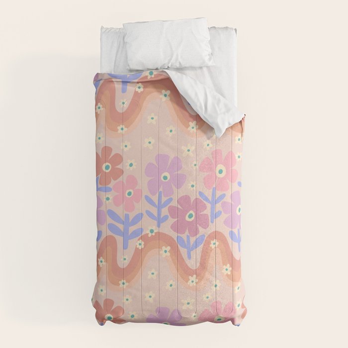 70s Retro Floral vibe Comforter