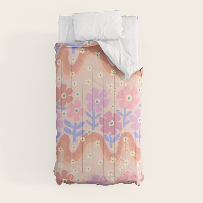 70s Retro Floral vibe Comforter