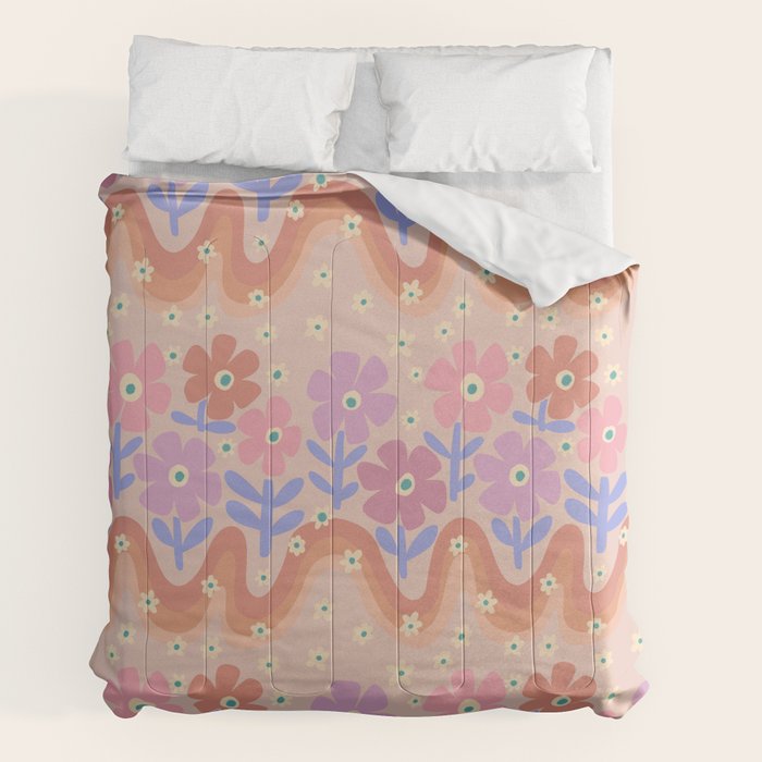 70s Retro Floral vibe Comforter