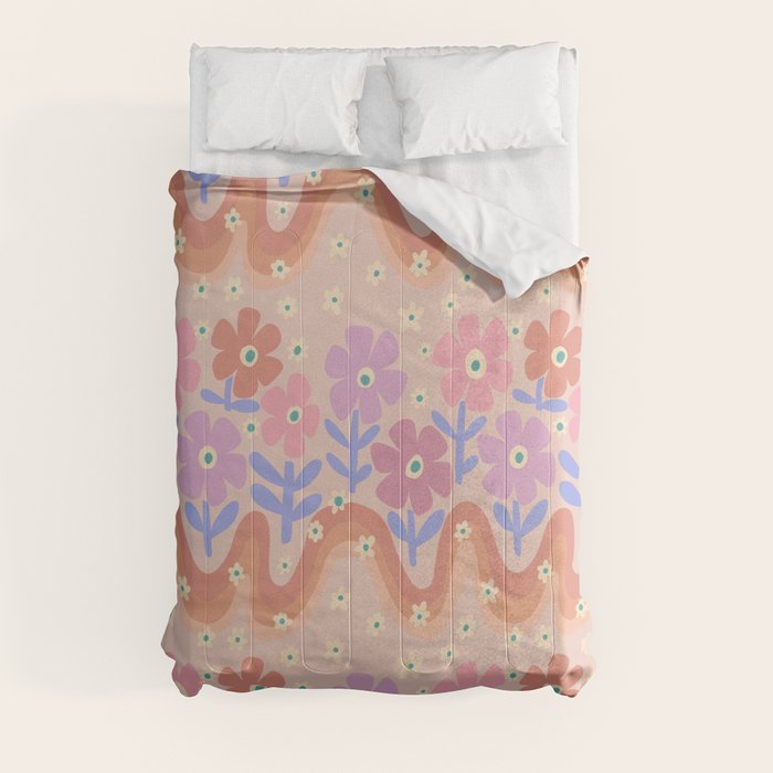 70s Retro Floral vibe Comforter