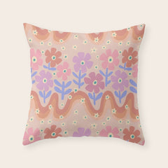 70s Retro Floral vibe Throw Pillow