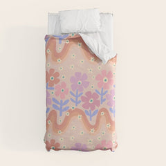 70s Retro Floral vibe Duvet Cover